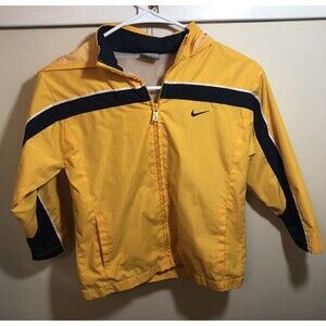 Nike Athletics Boys Windbreaker Jacket Hooded Yellow Size 6 Zip Up
